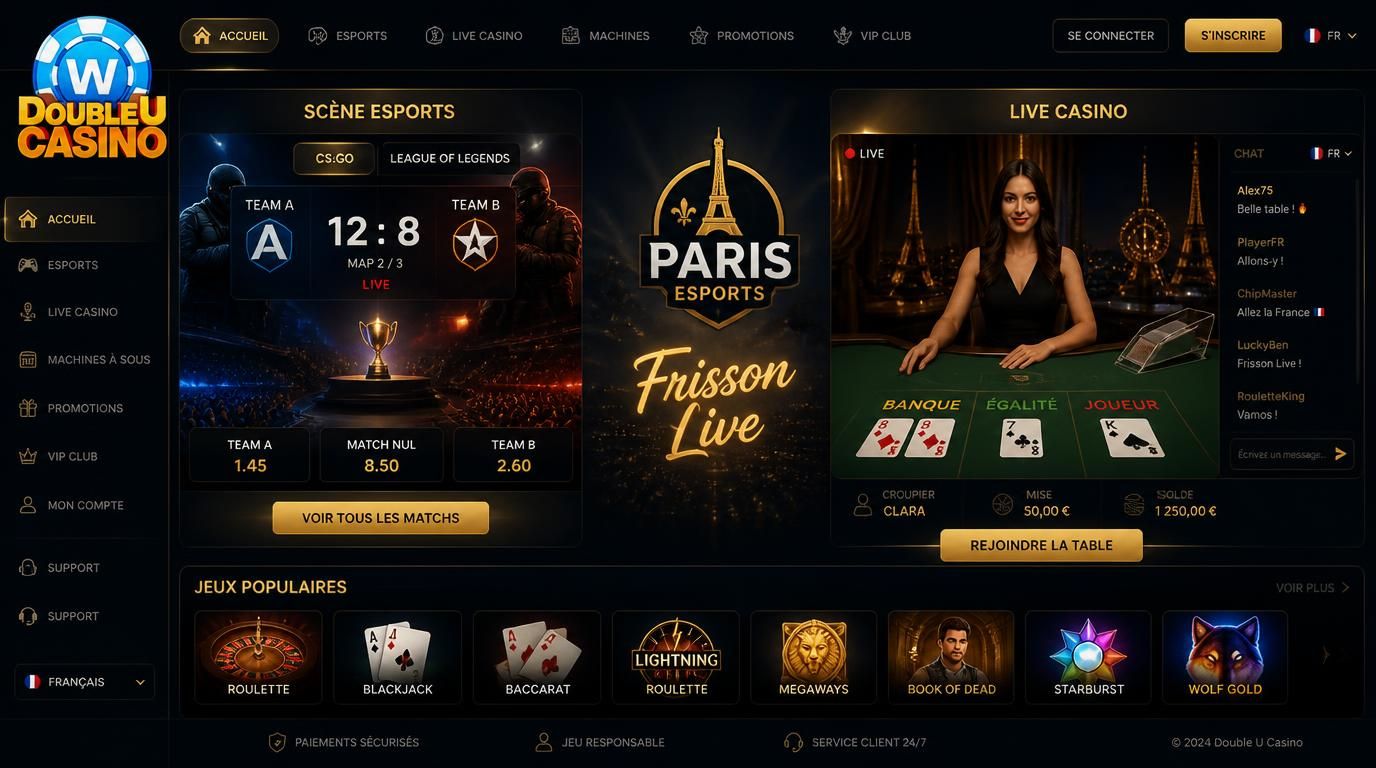Scène immersive mêlant esports et live casino en France