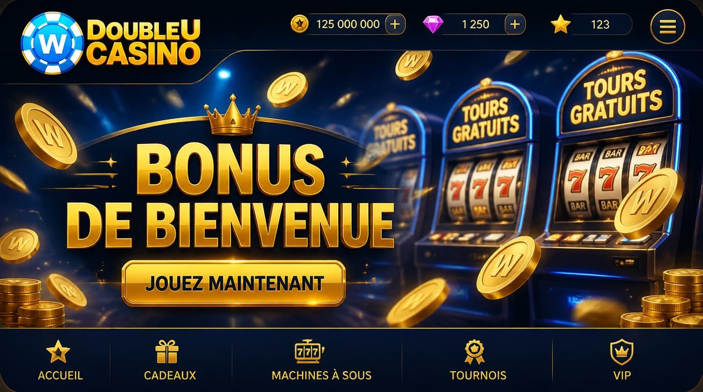 Interface casino affichant le bonus de bienvenue
