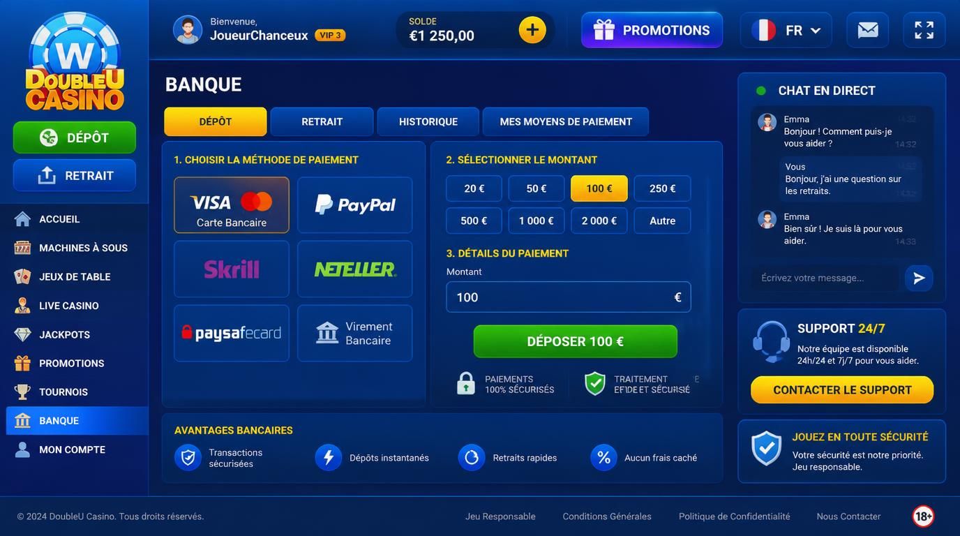 Support en français avec devise euro et chat en direct